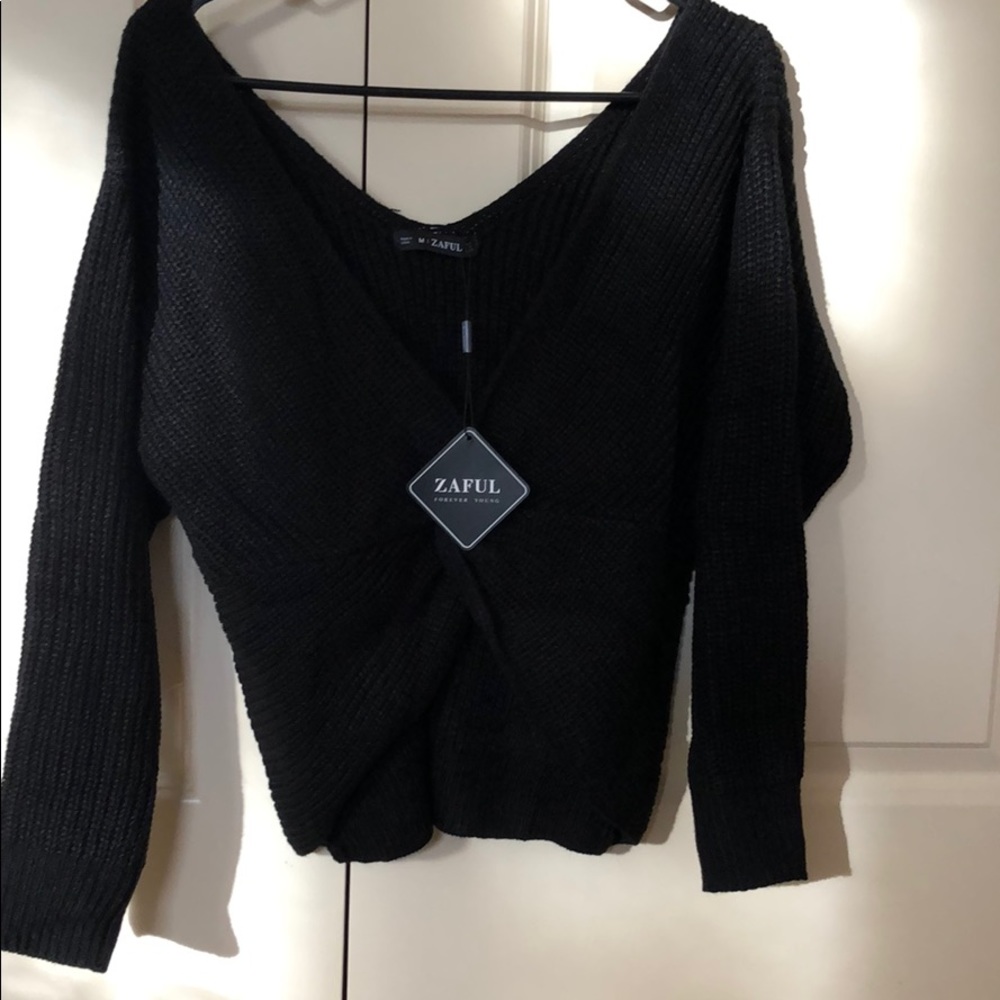 Knit off the shoulder crop sweater